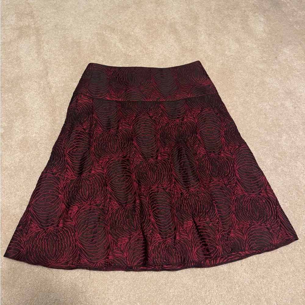 Ann Taylor Brocade Red and Black Women's Skirt